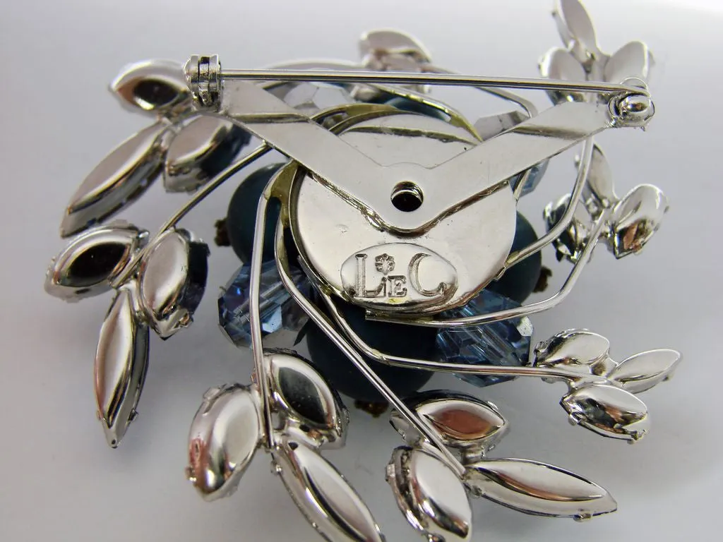 1950s Boucher Blue Brooch & Earrings Set