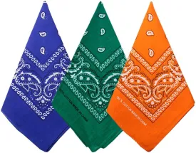 3 Pack 100% Cotton Paisley Pattern Bandanas Face Mask Square Scarf Headwear