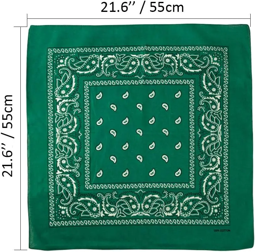 3 Pack 100% Cotton Paisley Pattern Bandanas Face Mask Square Scarf Headwear