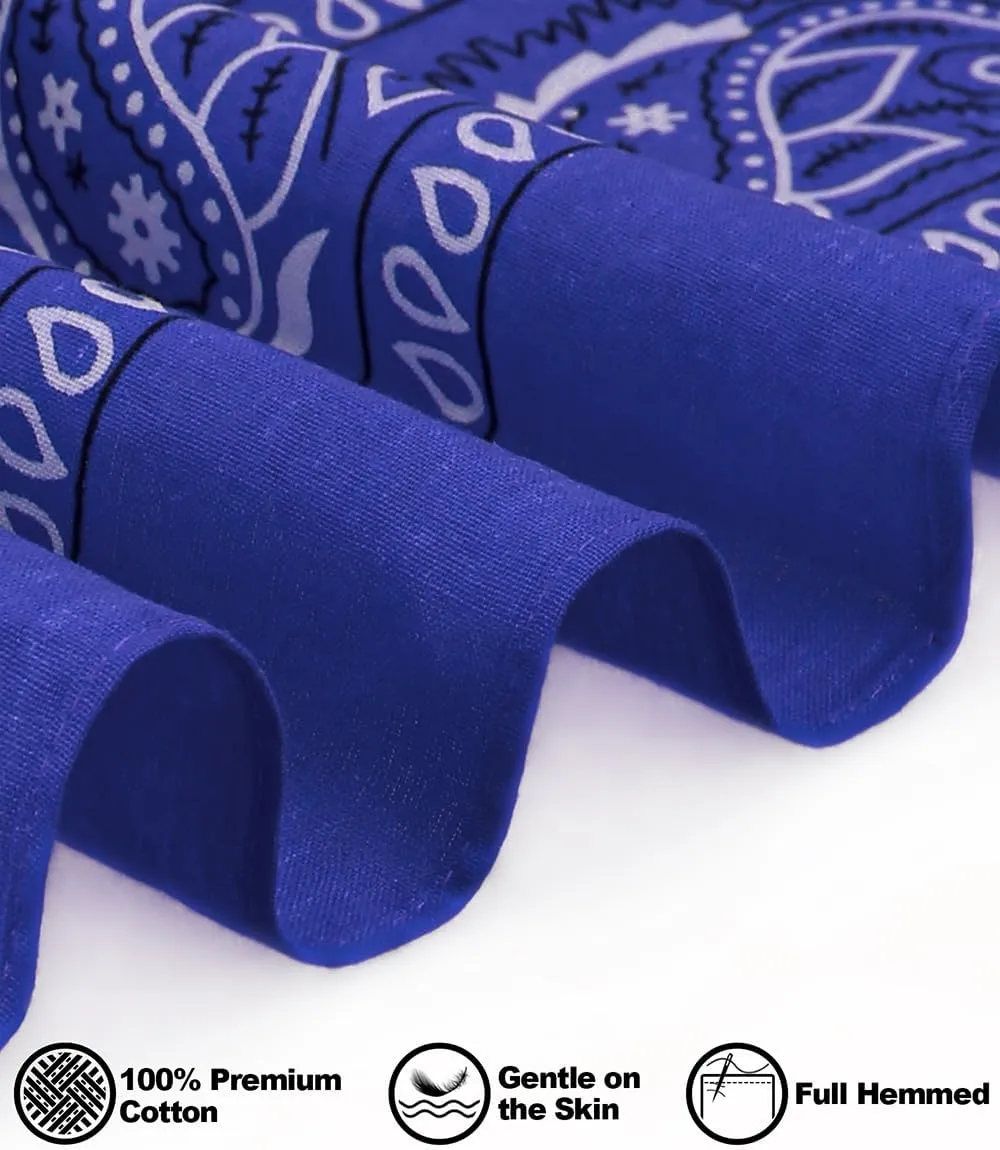 3 Pack 100% Cotton Paisley Pattern Bandanas Face Mask Square Scarf Headwear
