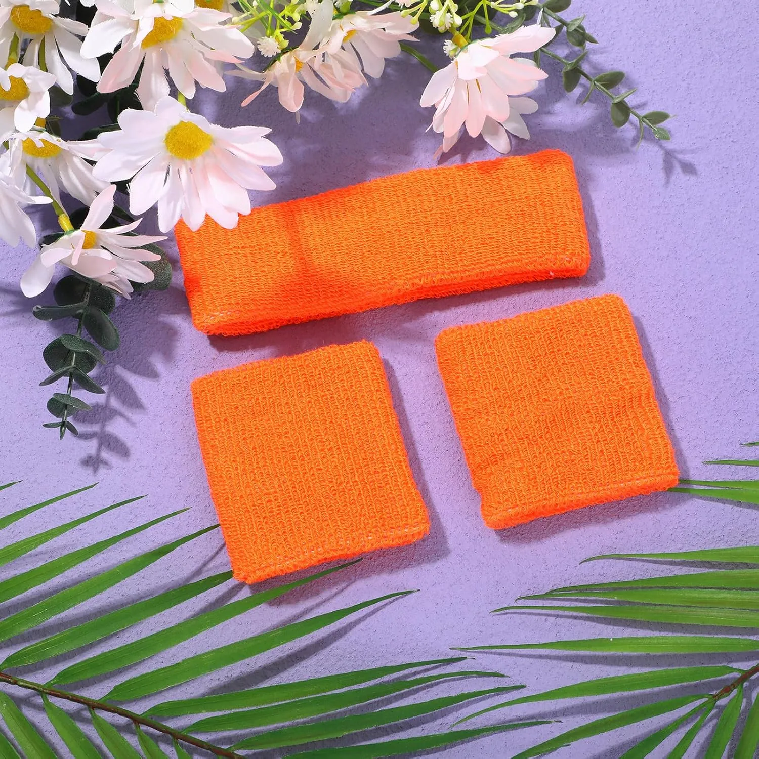 3 Pack Neon Sweatbands Sports Wristband and Headband 80s Sweatbands for Party Football Basketball Baseball Soccer