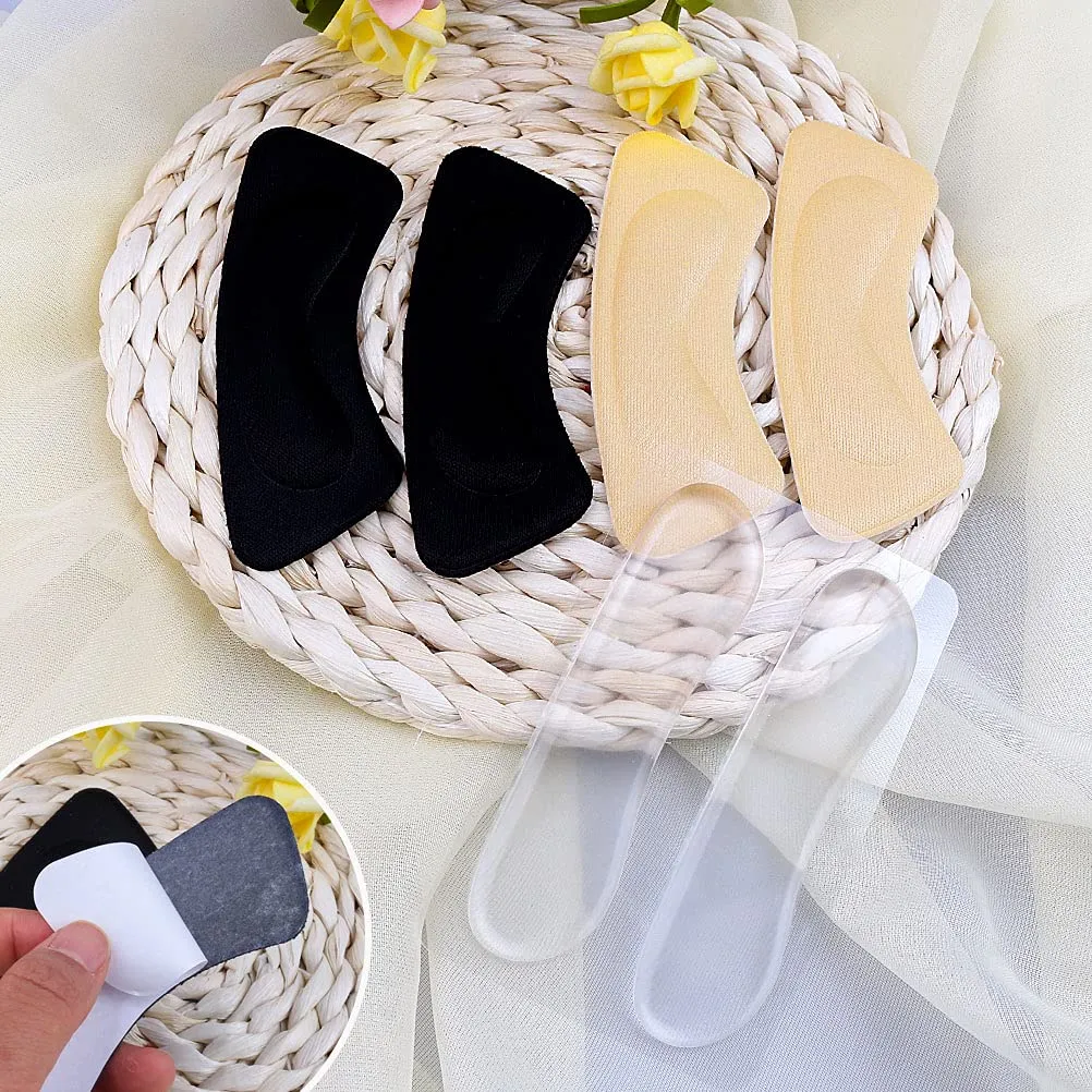 3 Pairs Soft Heel Grips, Heel Cushion Pads Heel Care Protectors Heel Liner Foot Shoe Insoles Stickers (Transparent, Black, Beige)