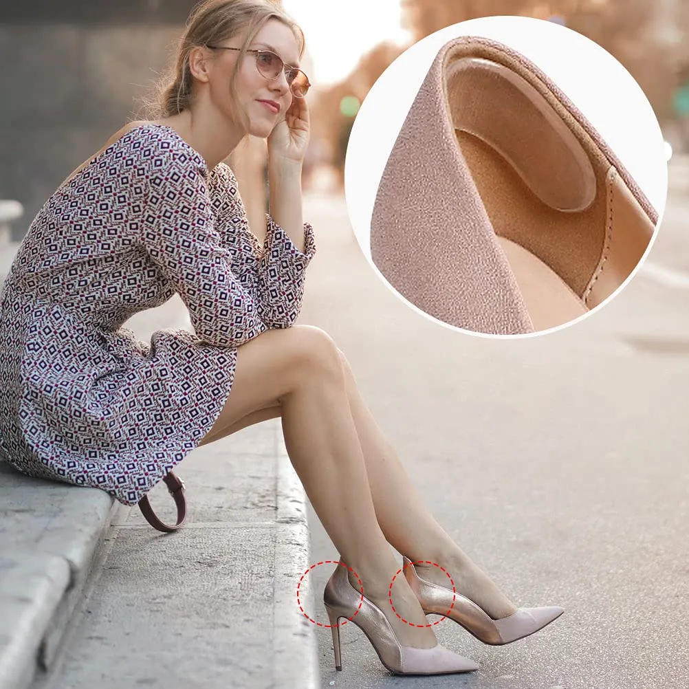 3 Pairs Soft Heel Grips, Heel Cushion Pads Heel Care Protectors Heel Liner Foot Shoe Insoles Stickers (Transparent, Black, Beige)
