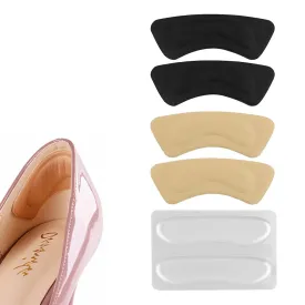 3 Pairs Soft Heel Grips, Heel Cushion Pads Heel Care Protectors Heel Liner Foot Shoe Insoles Stickers (Transparent, Black, Beige)