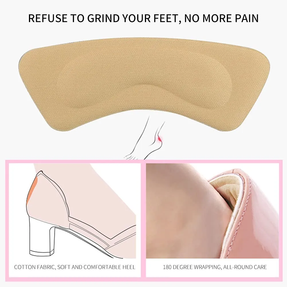 3 Pairs Soft Heel Grips, Heel Cushion Pads Heel Care Protectors Heel Liner Foot Shoe Insoles Stickers (Transparent, Black, Beige)