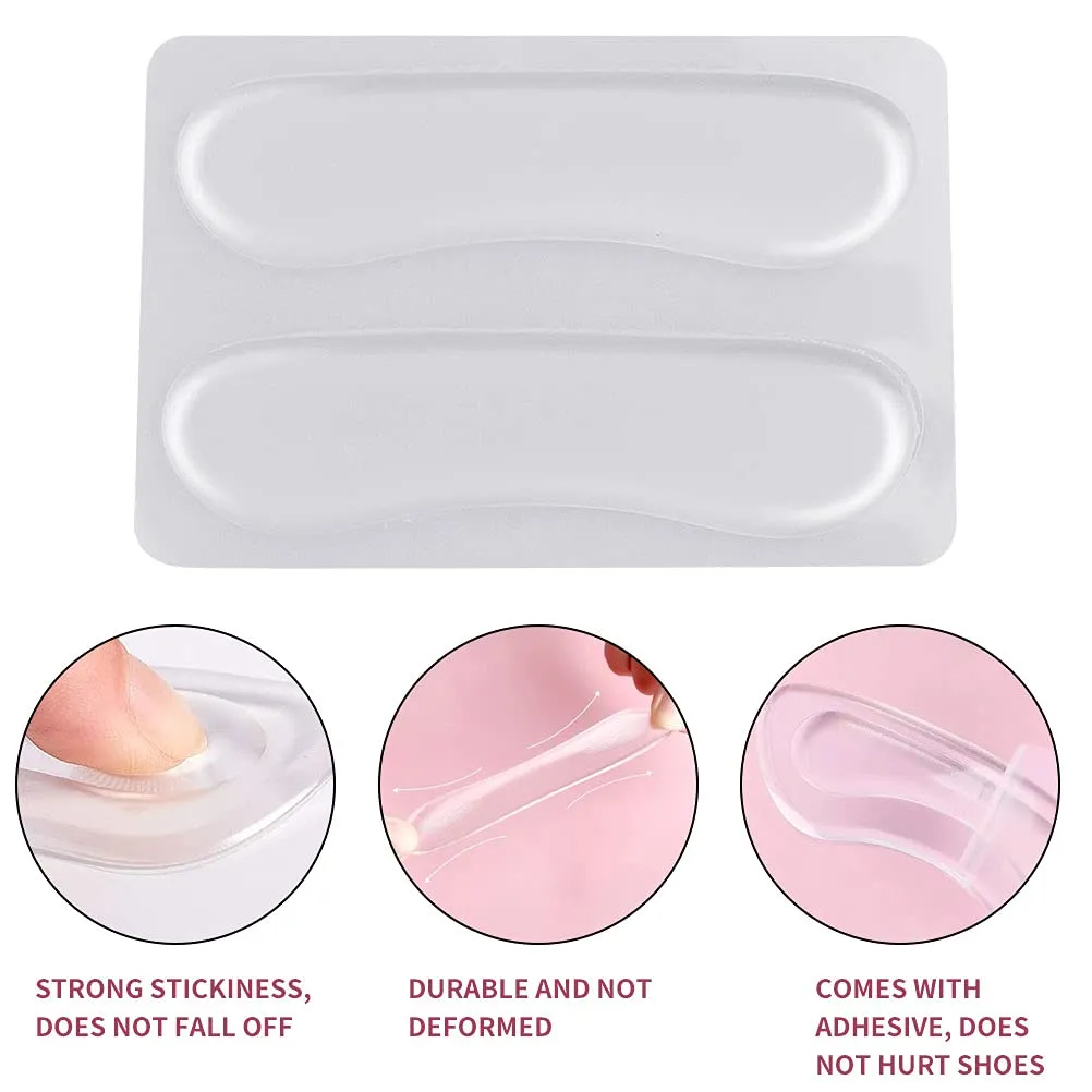 3 Pairs Soft Heel Grips, Heel Cushion Pads Heel Care Protectors Heel Liner Foot Shoe Insoles Stickers (Transparent, Black, Beige)