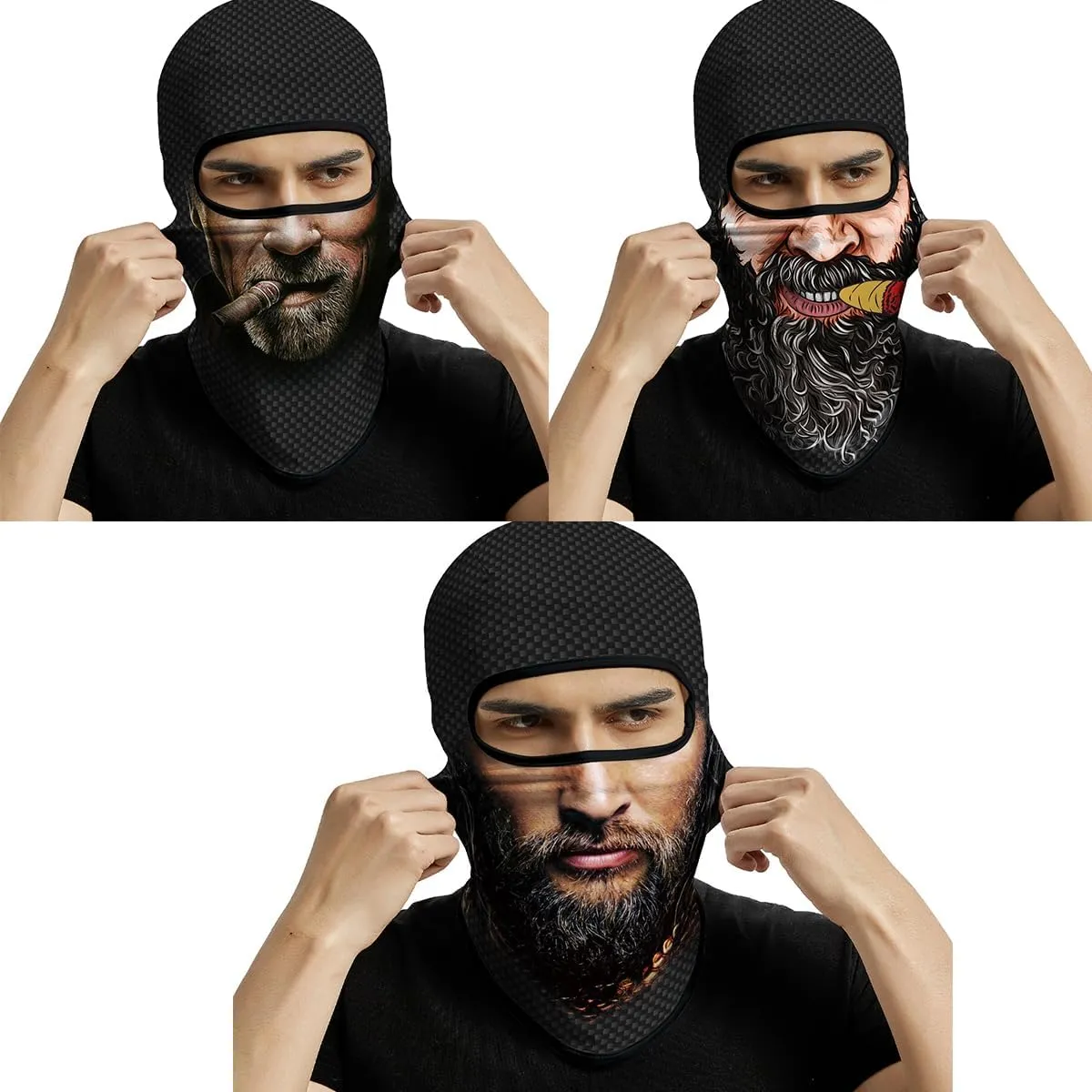 3PCS Balaclava Full Face Mask Ski Mask UV Protection Cover Motorcycle Full Face Mask for Men Women Outdoor Sports