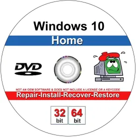 9th and Vine Compatible Windows 10 Home 32/64 Bit DVD. Install To Factory Fresh, Recover, Repair and Restore Boot Disc. Fix PC, Laptop and Desktop.