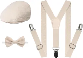 A&J DESIGN Baby Boy Driver Cap, Toddler 3pcs Newsboy Cap & Suspender & Bow Tie 3 Months - 8 Years