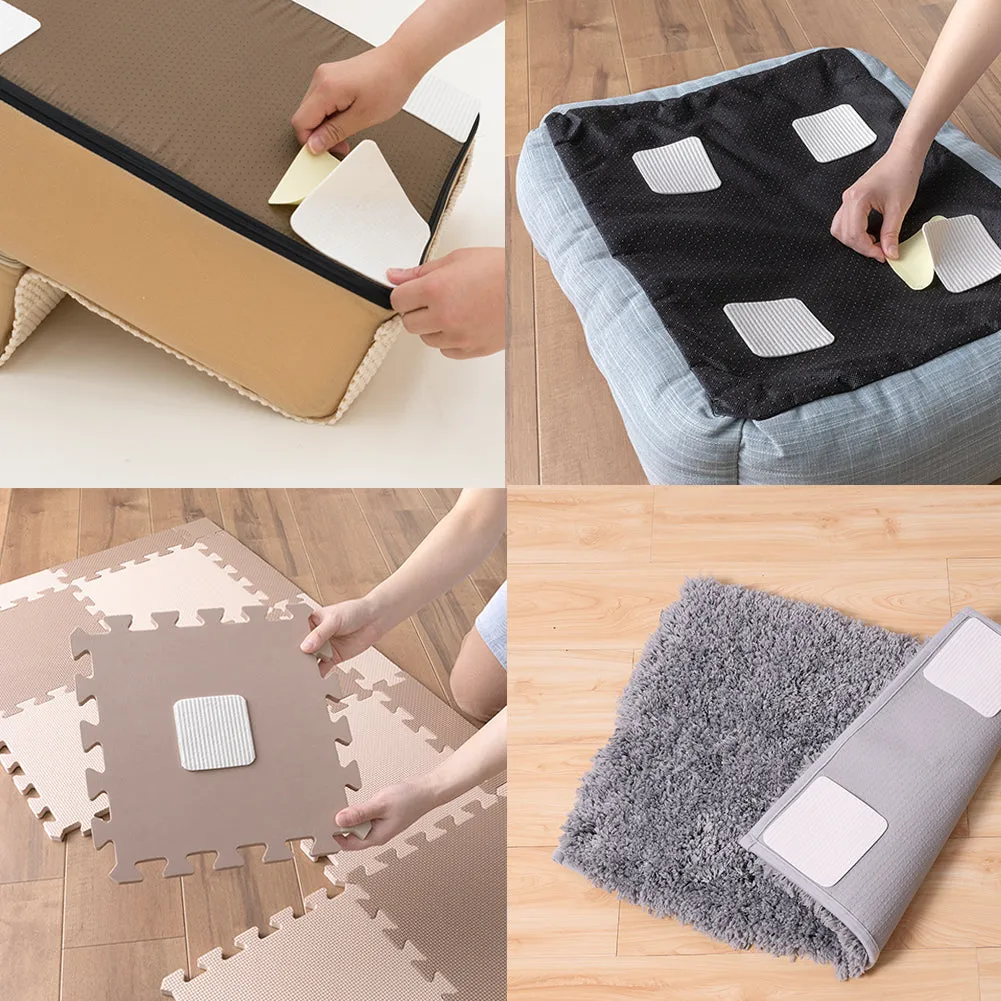 Anti Slip Rug Pad Grippers Vacuum Technology Carpet Gripper for Hardwood Floors Anti Curling Carpet Grips Washable Non Slip Carpet Pad 10x10cm 8 pieces