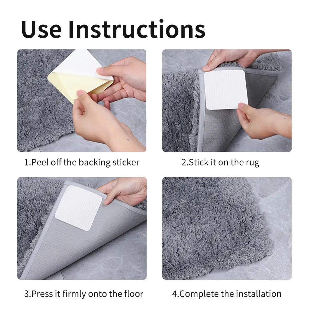 Anti Slip Rug Pad Grippers Vacuum Technology Carpet Gripper for Hardwood Floors Anti Curling Carpet Grips Washable Non Slip Carpet Pad 10x10cm 8 pieces