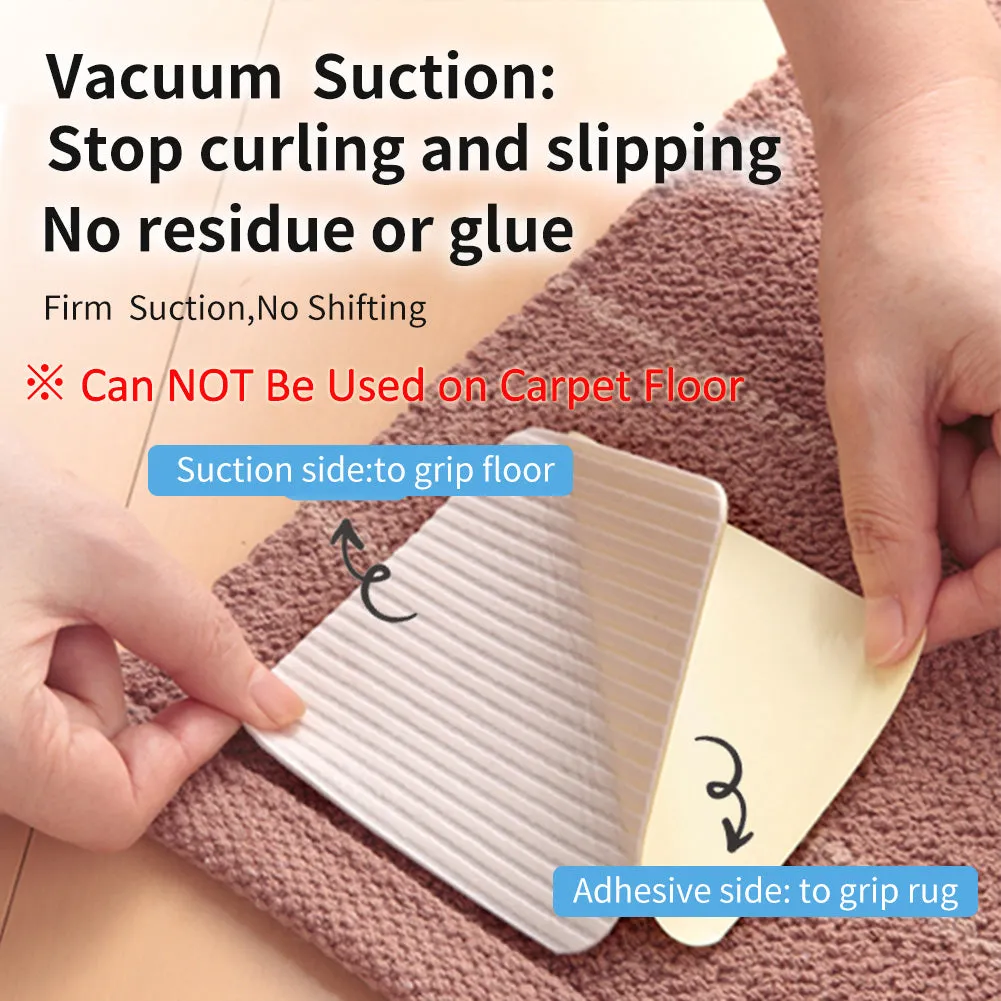 Anti Slip Rug Pad Grippers Vacuum Technology Carpet Gripper for Hardwood Floors Anti Curling Carpet Grips Washable Non Slip Carpet Pad 10x10cm 8 pieces