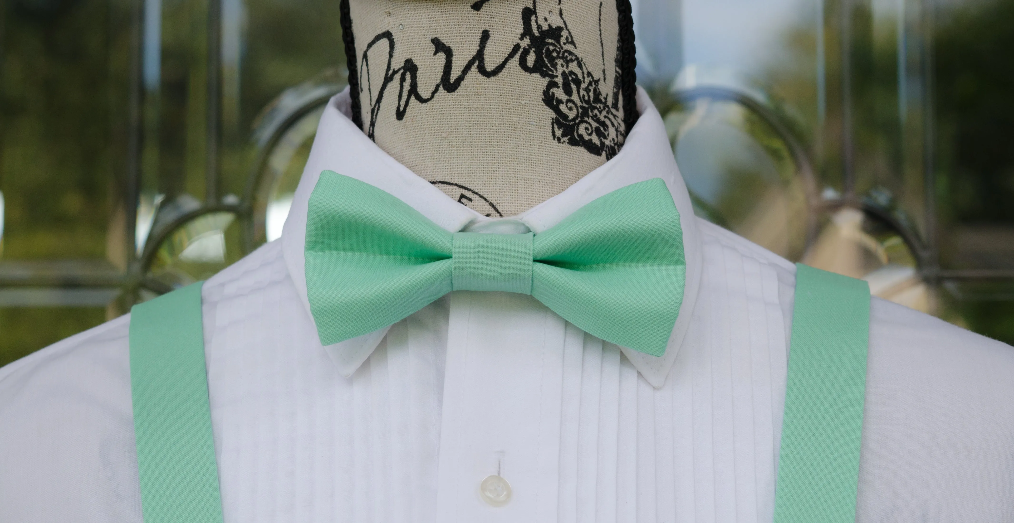 Aqua Green Bow Tie and/or Suspenders (65)
