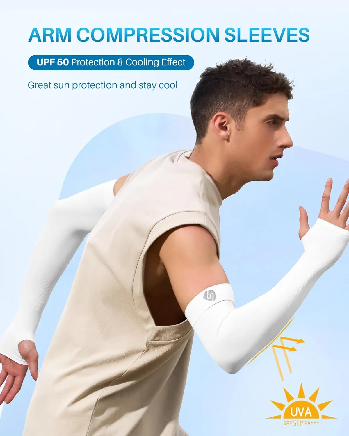 Arm Sleeves for Men Women UV Sun Protection Compression Arm Warmer Tattoo Cover Up, Sports Golf Cooling Sleeves