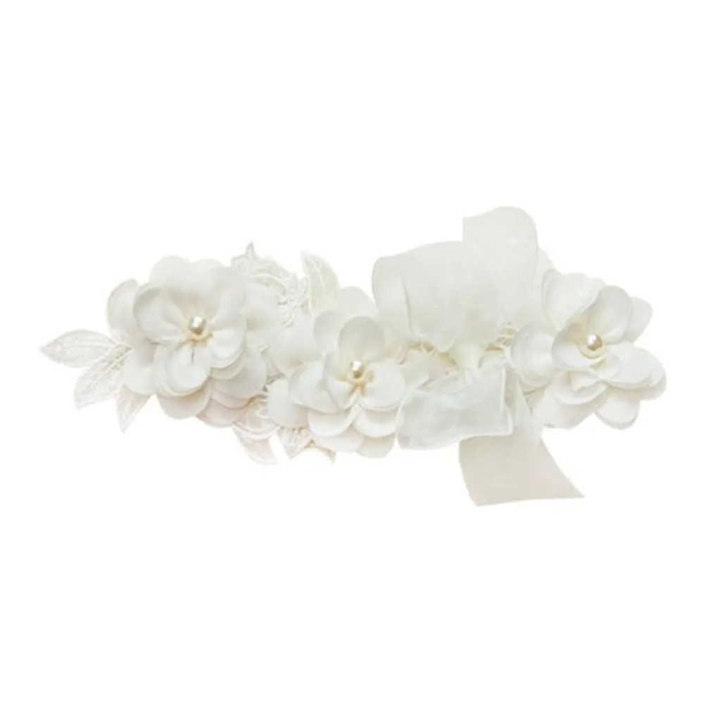 Baby Girl Headband Floral White Lace Baptism Christening Hairband Elastics Soft Head Wrap for Toddlers Hair Accessories for Infants Kids Shower Birthday Wedding Party (Style 12)