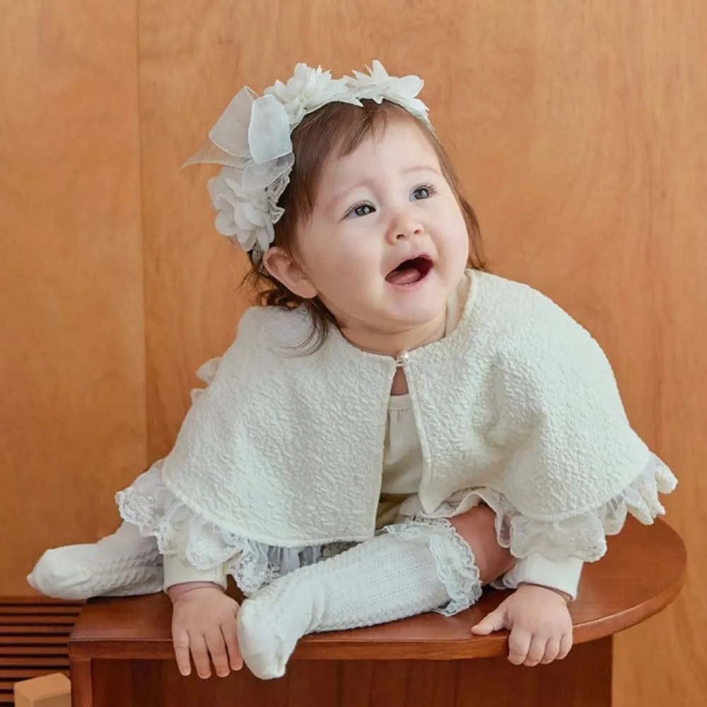Baby Girl Headband Floral White Lace Baptism Christening Hairband Elastics Soft Head Wrap for Toddlers Hair Accessories for Infants Kids Shower Birthday Wedding Party (Style 12)