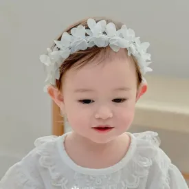 Baby Girl Headband Floral White Lace Baptism Christening Hairband Elastics Soft Head Wrap for Toddlers Hair Accessories for Infants Kids Shower Birthday Wedding Party (Style 13)