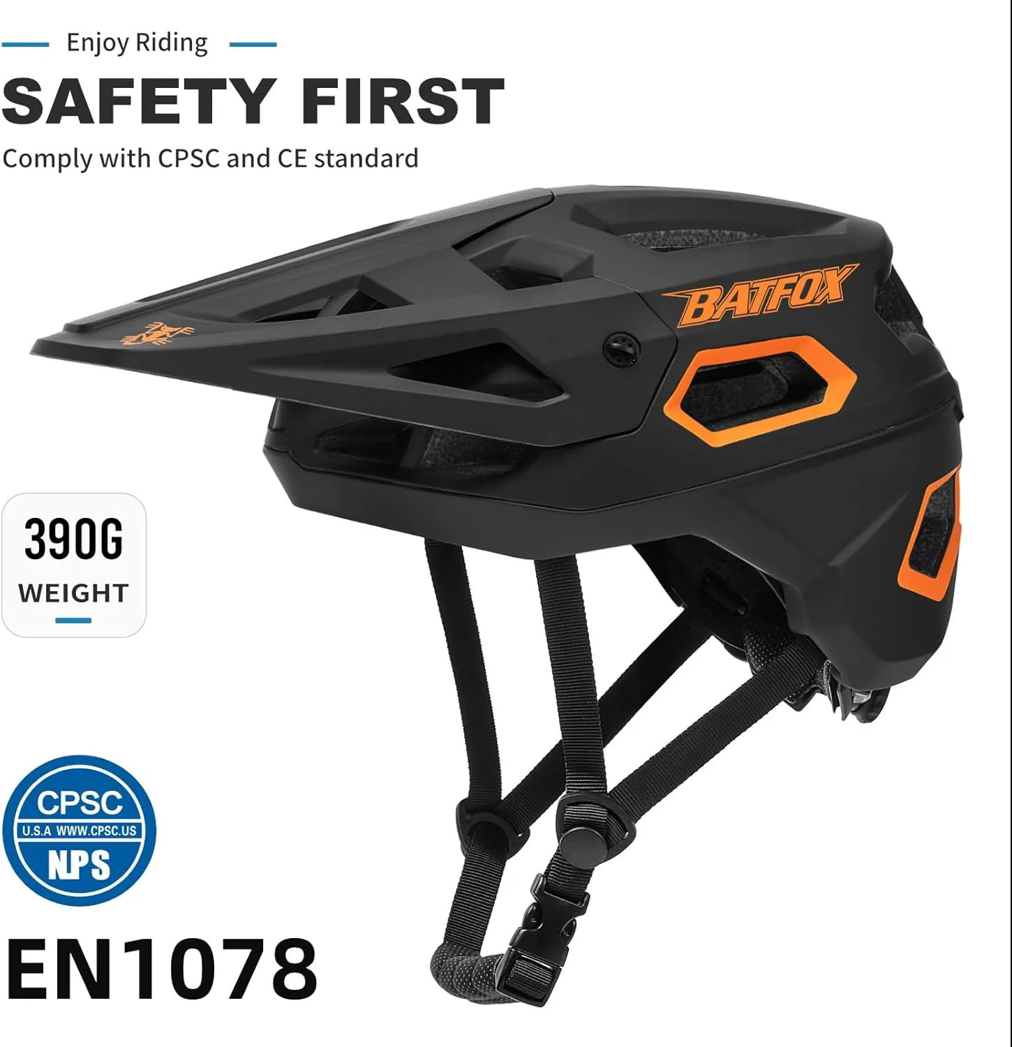 BATFOX Bike Helmet,Mountain Bike Helmet Helmets for Men Women Adults Youth