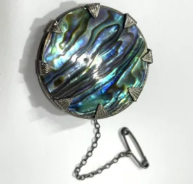 Beautiful Paua Shell Vintage Brooch