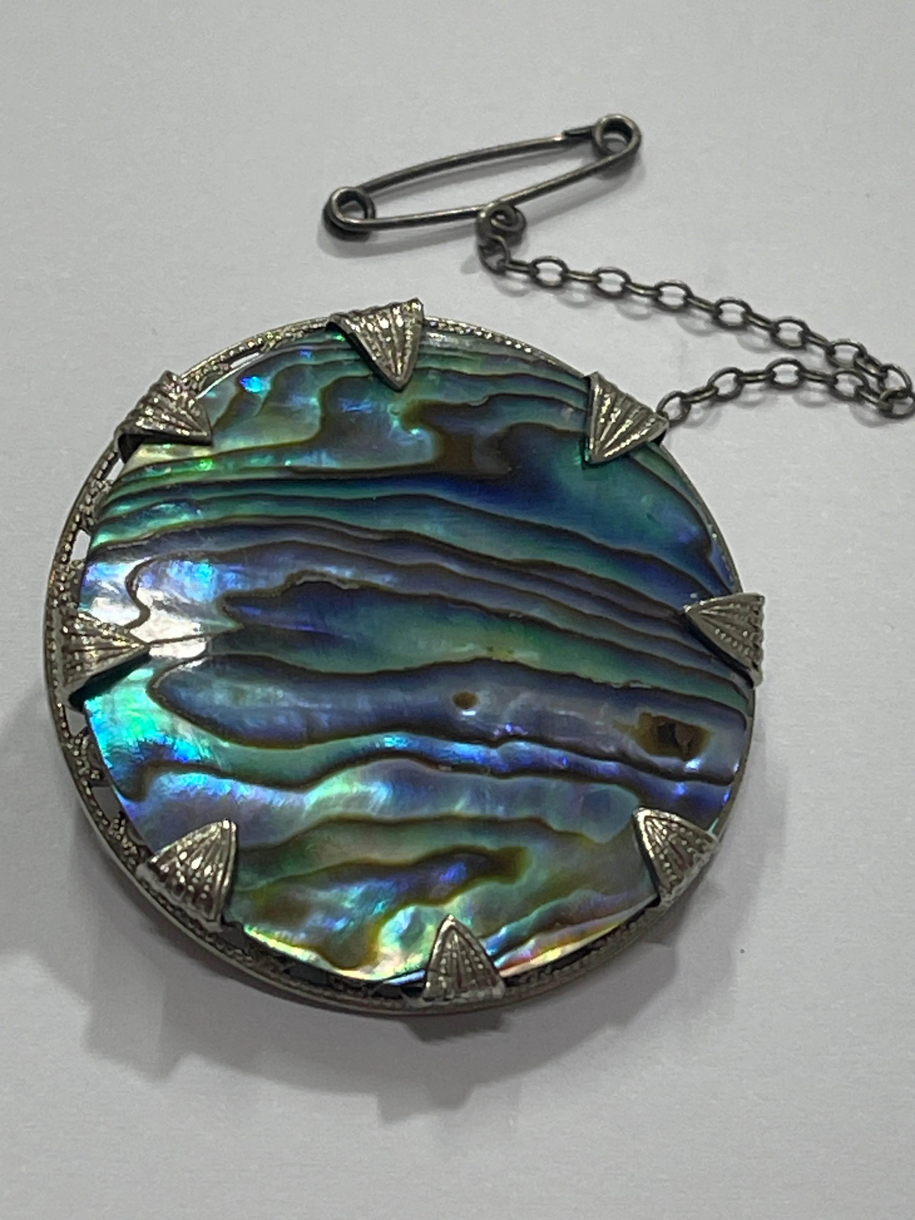Beautiful Paua Shell Vintage Brooch