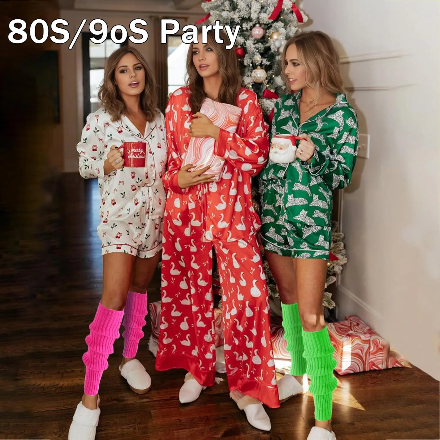 Buauty Leg Warmers for Women 80s 90s Outfit Fashion Neon Ribbed Leg Socks Fashion Y2k Neon Accessories Sports Yoga (2 Pairs)