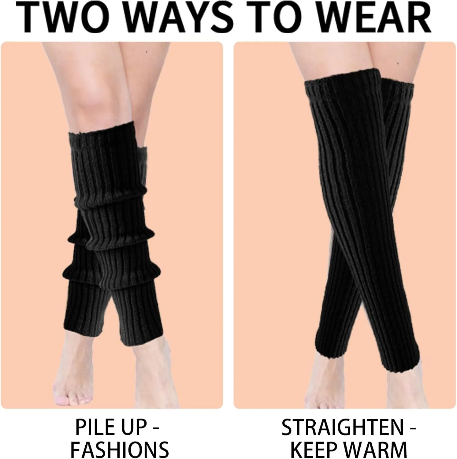 Buauty Leg Warmers for Women 80s 90s Outfit Fashion Neon Ribbed Leg Socks Fashion Y2k Neon Accessories Sports Yoga (2 Pairs)