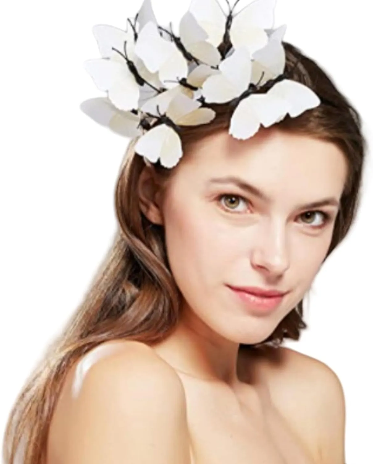 Butterfly Headband Fascinator Hat for Women Girls, Monarch Derby Butterfly Hair Hoop Wedding Party Costume