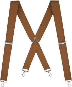 Buyless Fashion Suspenders for Men - 48" Elastic Adjustable Straps 1 1/4" - X Back with Metal Hooks