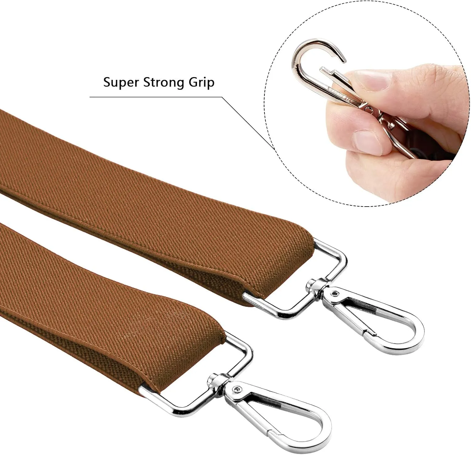 Buyless Fashion Suspenders for Men - 48" Elastic Adjustable Straps 1 1/4" - X Back with Metal Hooks