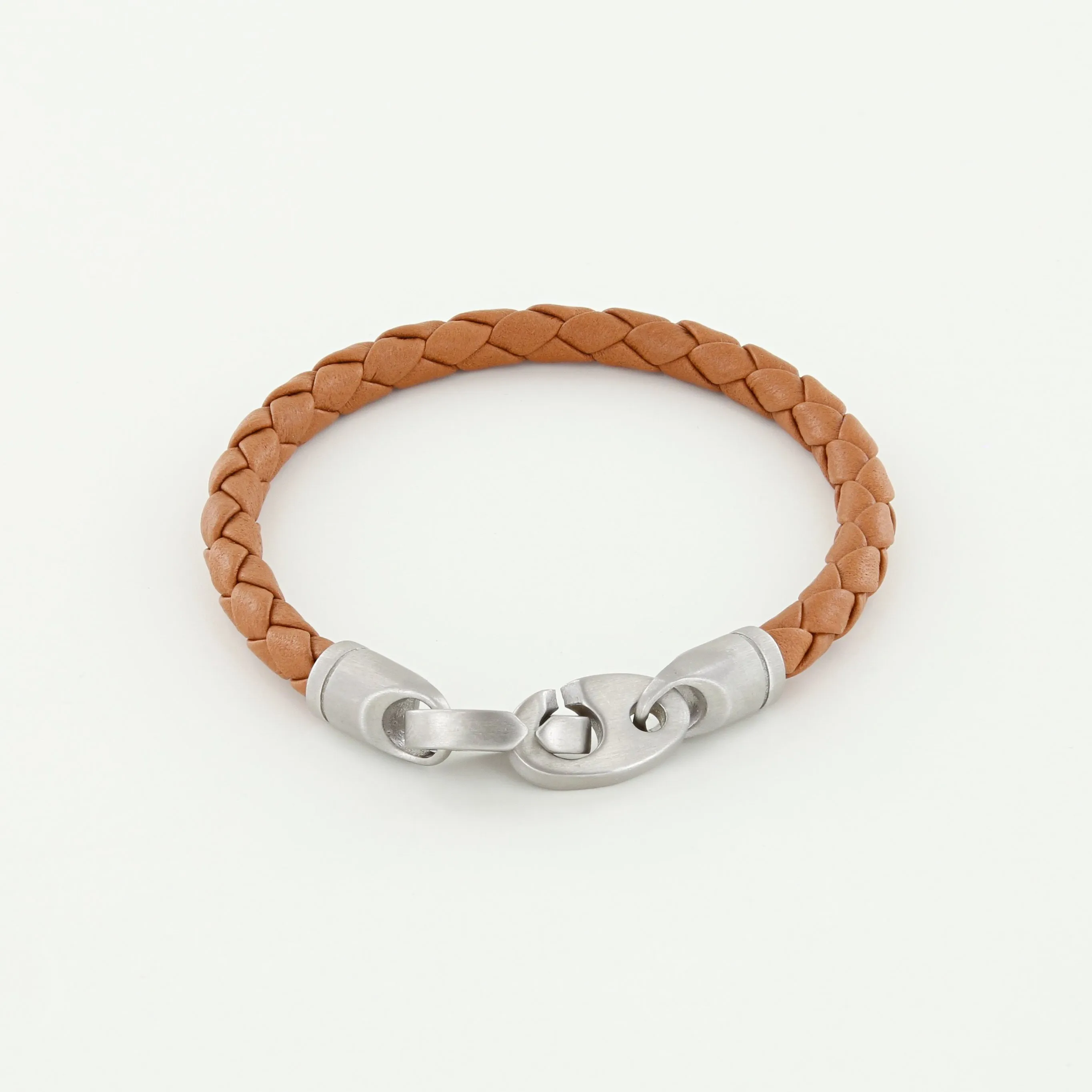 Catch Single Wrap Leather Bracelet with Matte Stainless Steel Brummels