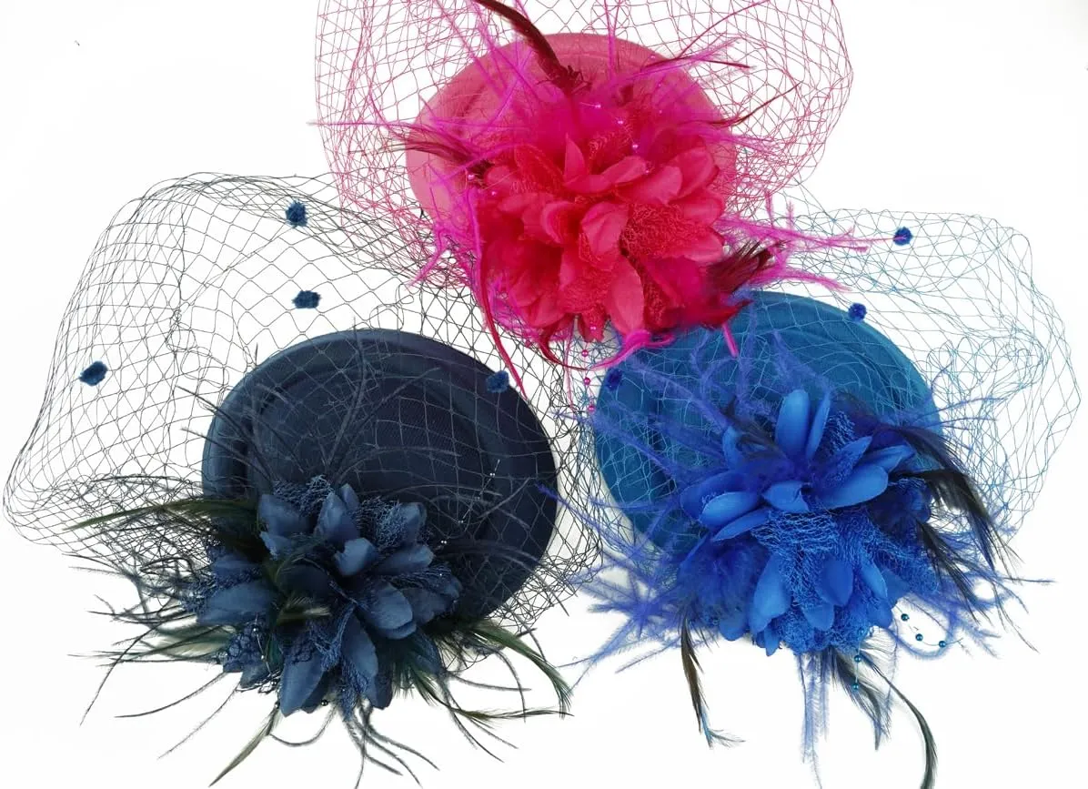 Cizoe Fascinators Hats for Women Pillbox Hat 20s 30s 50s Vintage Feather Headwear Bowler Flower Veil Wedding Tea Party Hat