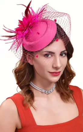 Cizoe Fascinators Hats for Women Pillbox Hat 20s 30s 50s Vintage Feather Headwear Bowler Flower Veil Wedding Tea Party Hat