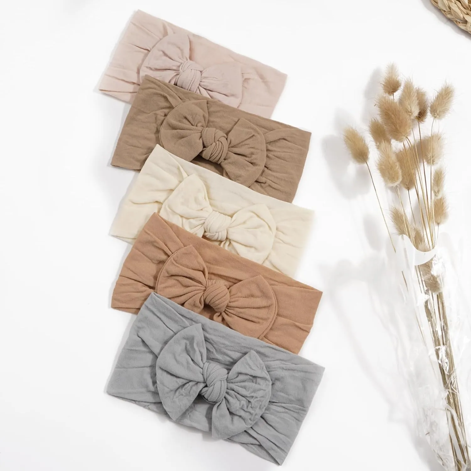 CLLOT Super Stretchy Soft Knot Headbands with Hair Bows Head Wrap Hair Accessories For Newborn Baby Girls Infant Toddlers Kids
