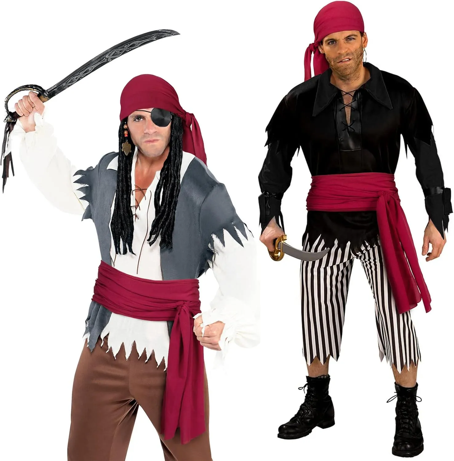 Costume Accessories: Plus Size Pirate Scarf Belt Waist Sash and Head Bandanas for Halloween Women Men
