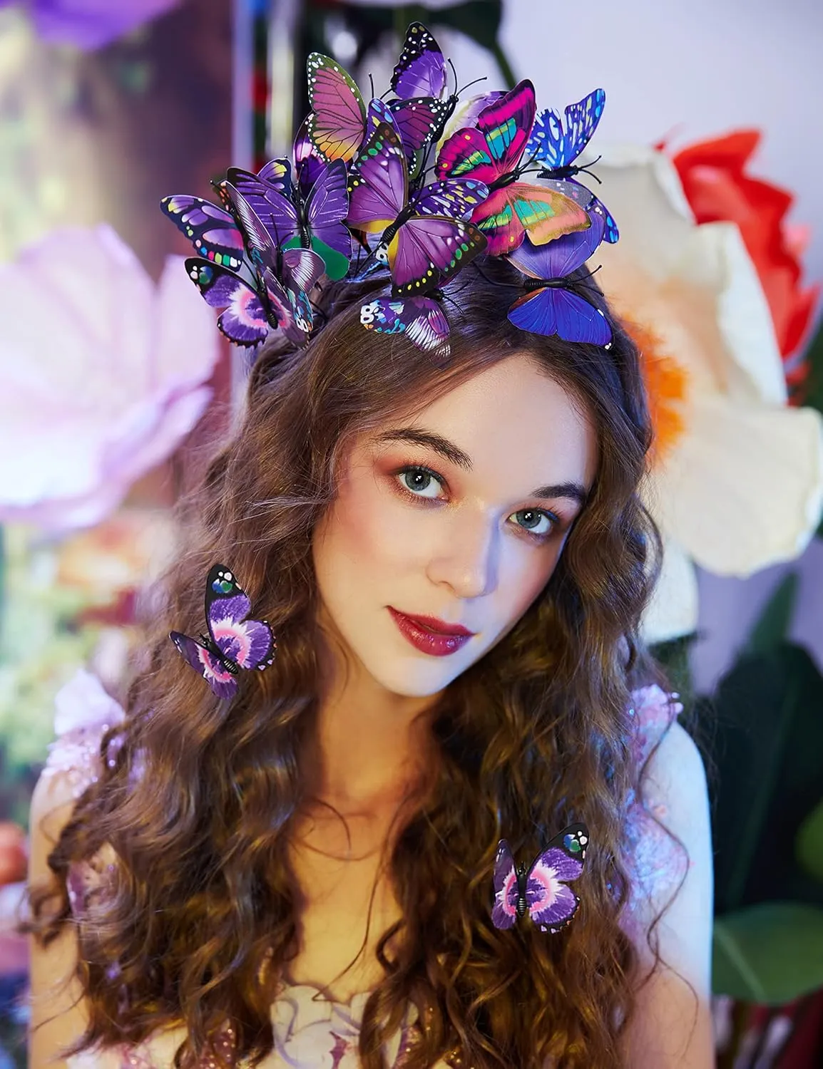 Coucoland Butterfly Fascinator Hat Monarch Butterfly Headband Crown Tea Party Halloween Costume Headpiece