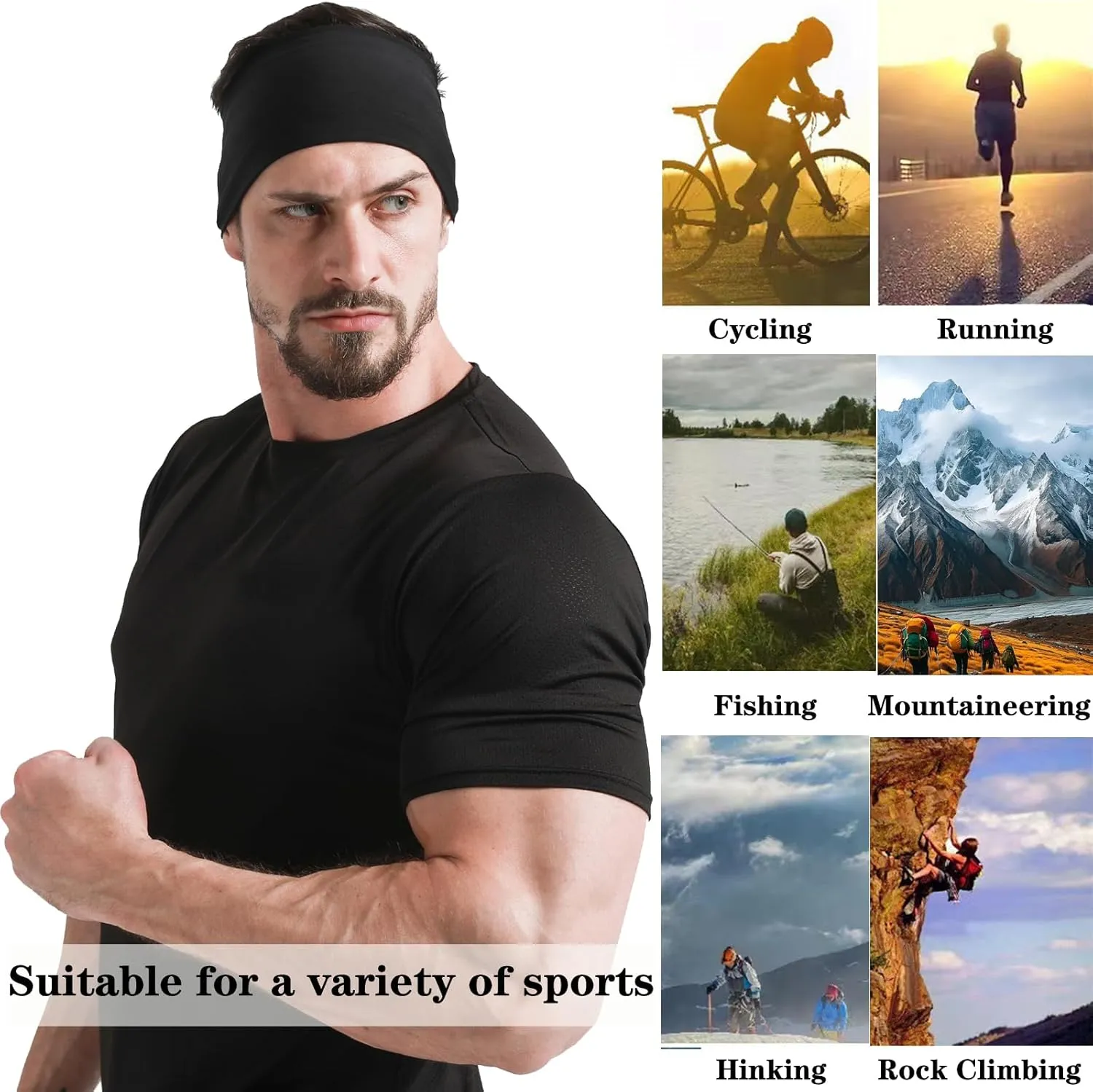 DEMIL Mens Running Headband,1 Pack or 3Pack,Stretchy Moisture Wicking Workout Sweatband,for Football,Runing,Tennis,Cycling,Fitness Unisex Sports Hairband