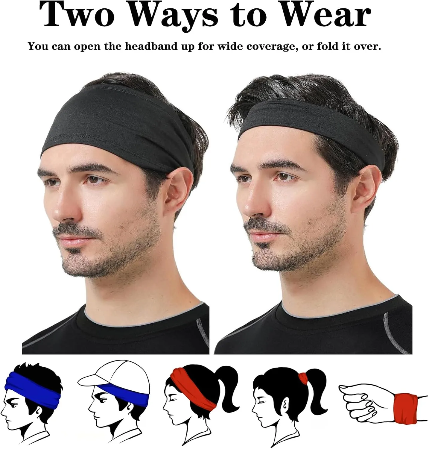 DEMIL Mens Running Headband,1 Pack or 3Pack,Stretchy Moisture Wicking Workout Sweatband,for Football,Runing,Tennis,Cycling,Fitness Unisex Sports Hairband