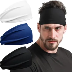 DEMIL Mens Running Headband,1 Pack or 3Pack,Stretchy Moisture Wicking Workout Sweatband,for Football,Runing,Tennis,Cycling,Fitness Unisex Sports Hairband