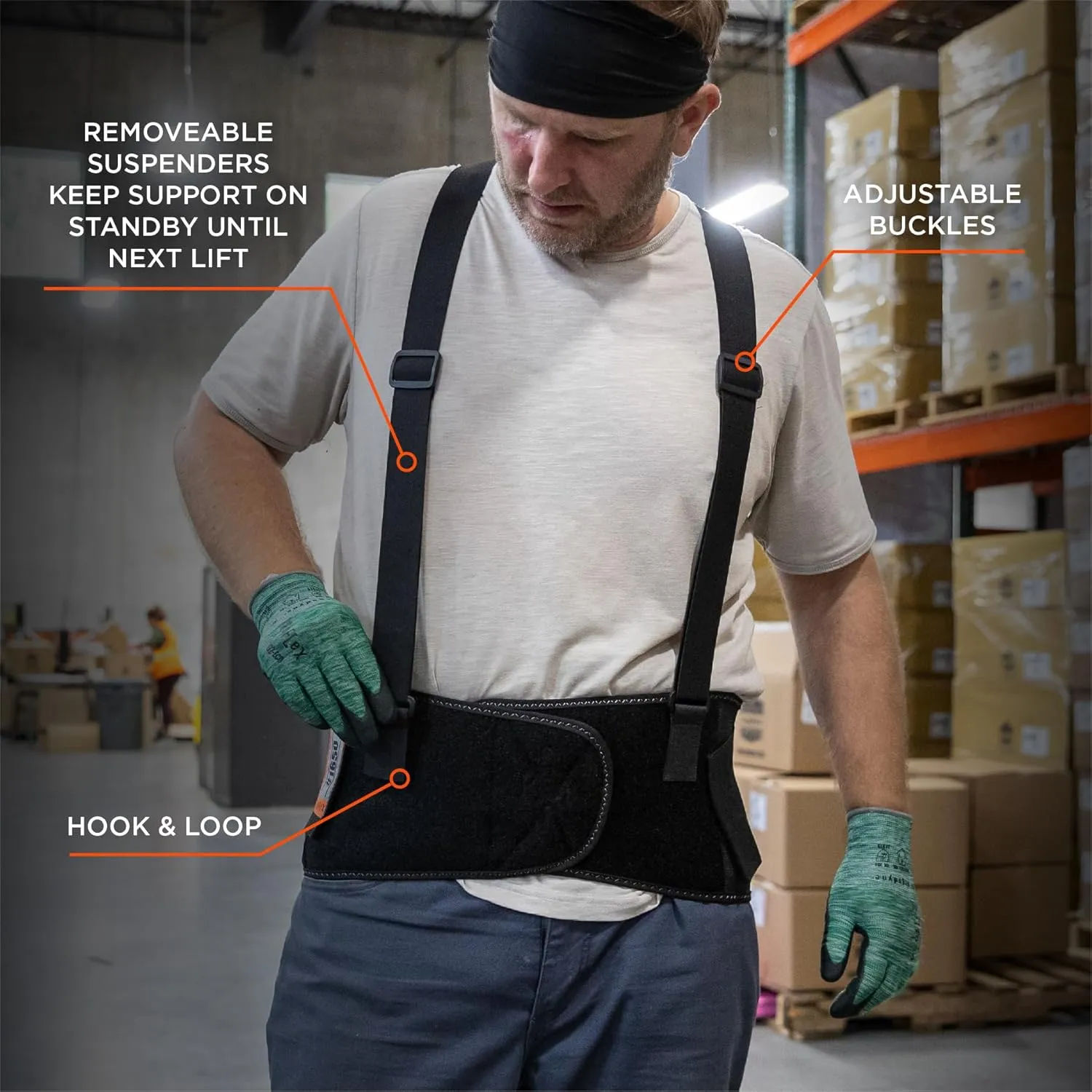 Ergodyne ProFlex 1650 Back Support Belt, 7.5" Elastic, Adjustable, Removeable Straps, XL