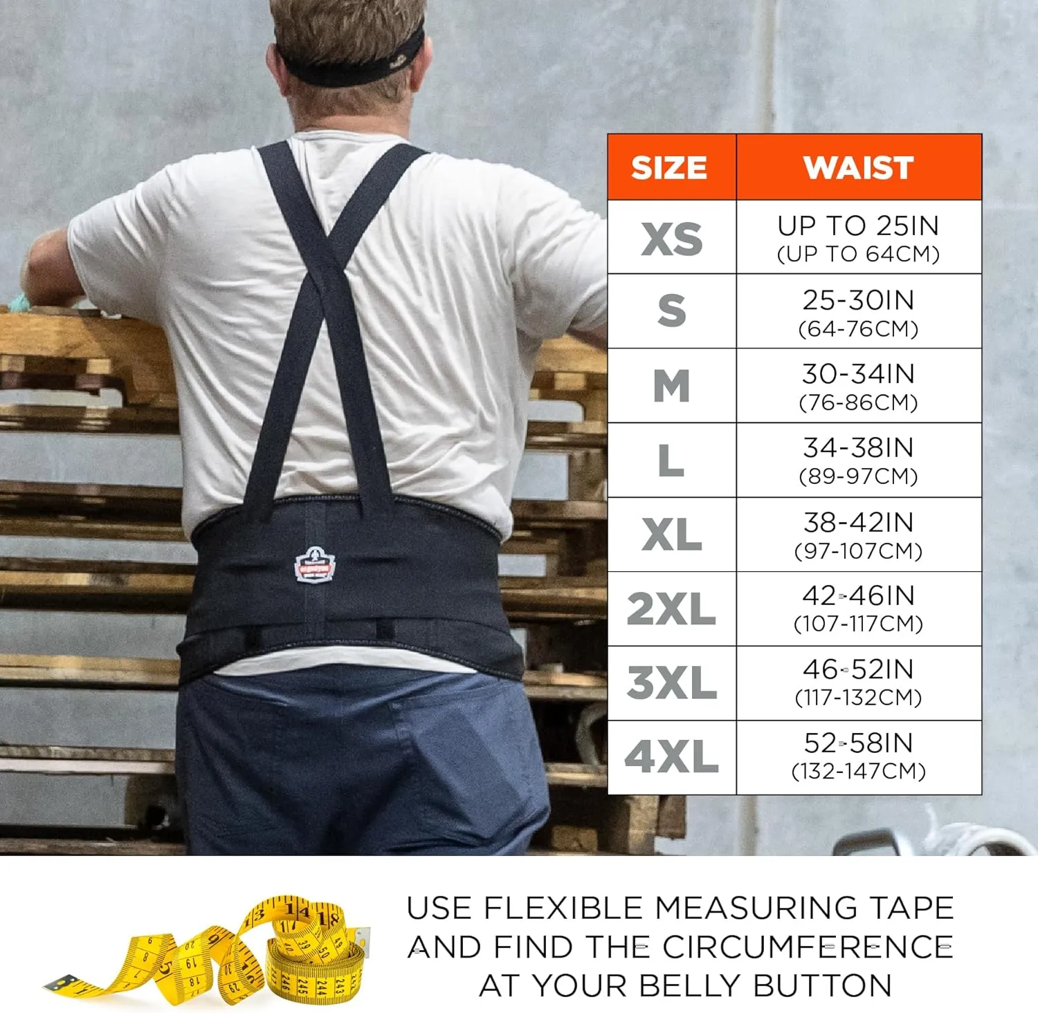 Ergodyne ProFlex 1650 Back Support Belt, 7.5" Elastic, Adjustable, Removeable Straps, XL