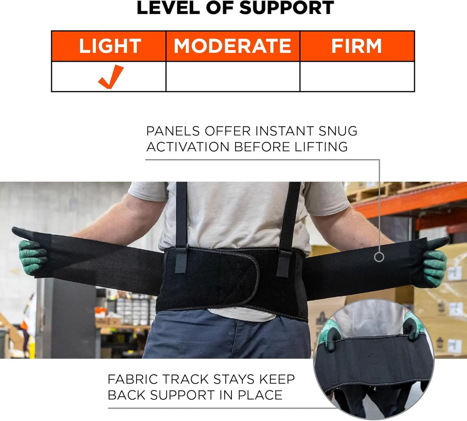 Ergodyne ProFlex 1650 Back Support Belt, 7.5" Elastic, Adjustable, Removeable Straps, XL