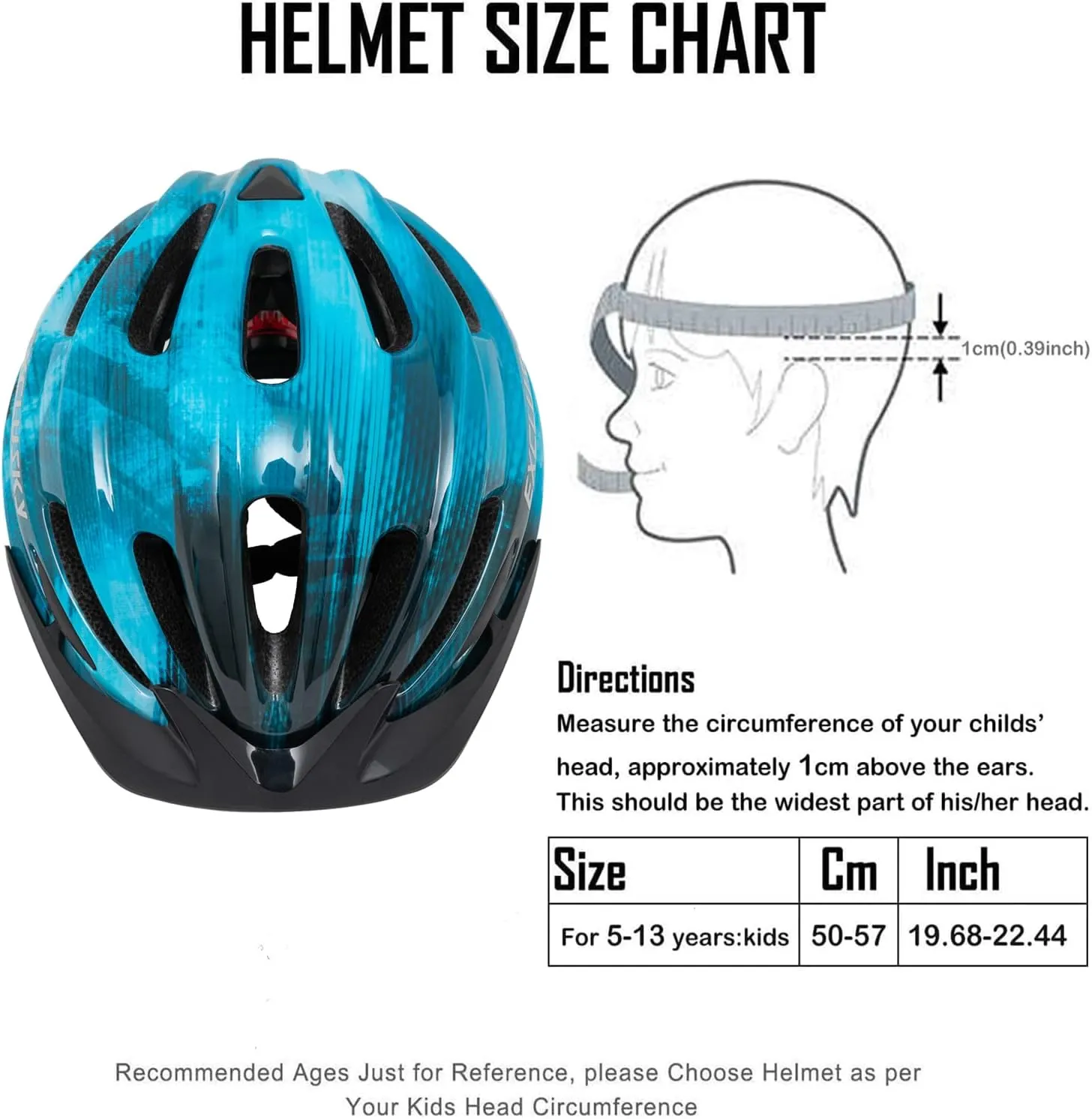 Exclusky Kids Bike Helmet with LED Light  Adjustable Multi-Sport Youth Helmet for Boys & Girls, Ages 5-12, Fits 50-57cm, Cycling Safety Gear