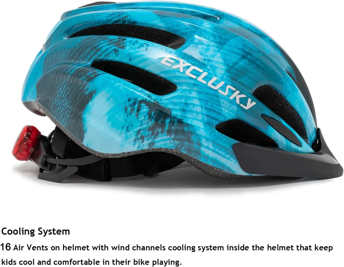 Exclusky Kids Bike Helmet with LED Light  Adjustable Multi-Sport Youth Helmet for Boys & Girls, Ages 5-12, Fits 50-57cm, Cycling Safety Gear