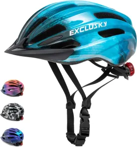 Exclusky Kids Bike Helmet with LED Light  Adjustable Multi-Sport Youth Helmet for Boys & Girls, Ages 5-12, Fits 50-57cm, Cycling Safety Gear