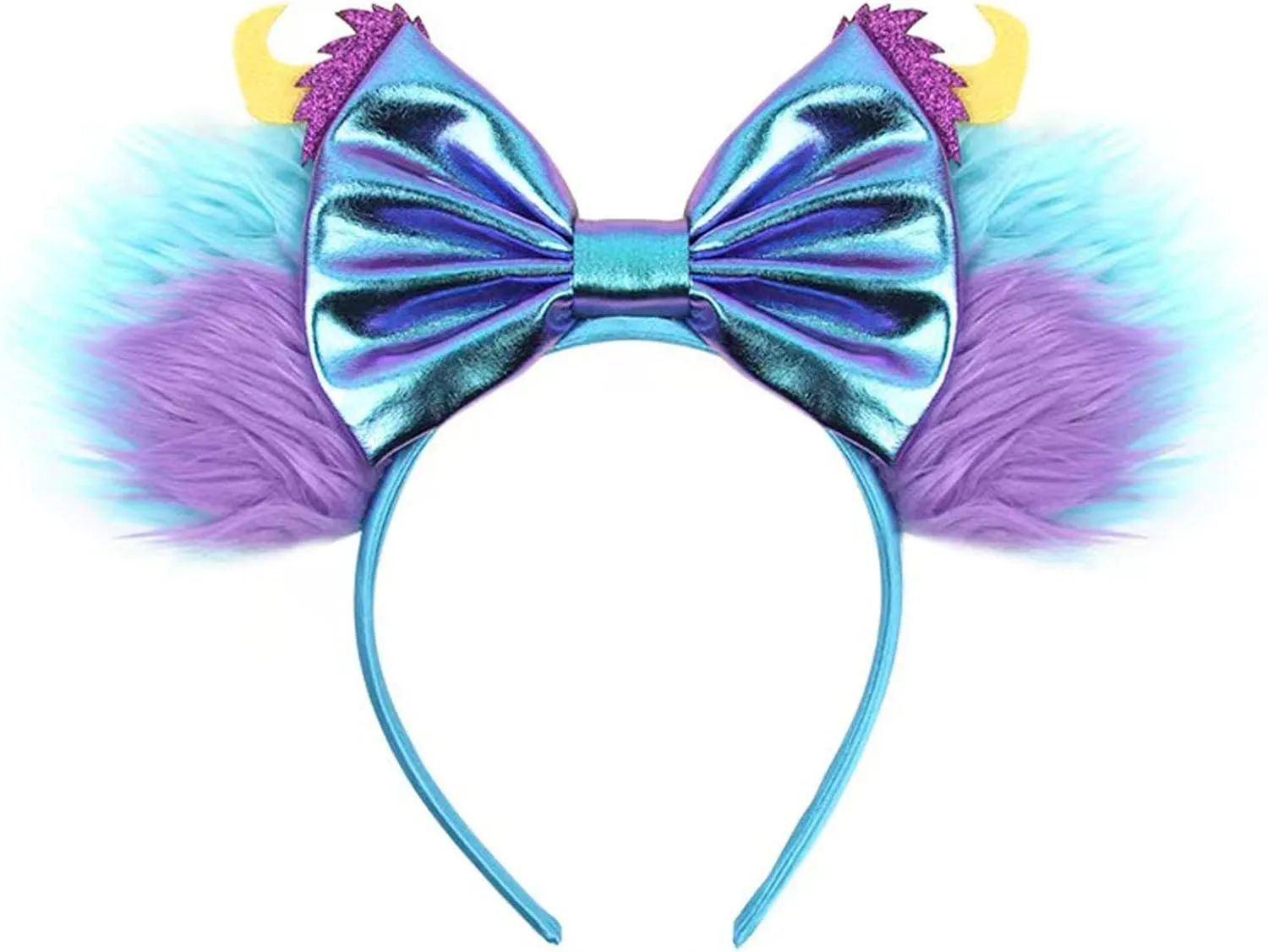 FACHPINT Sully Ears Headband - Blue Shaggy Monsters Mouse Ears, Cute Sequin Party Prop for Child's Costume