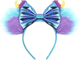FACHPINT Sully Ears Headband - Blue Shaggy Monsters Mouse Ears, Cute Sequin Party Prop for Child's Costume
