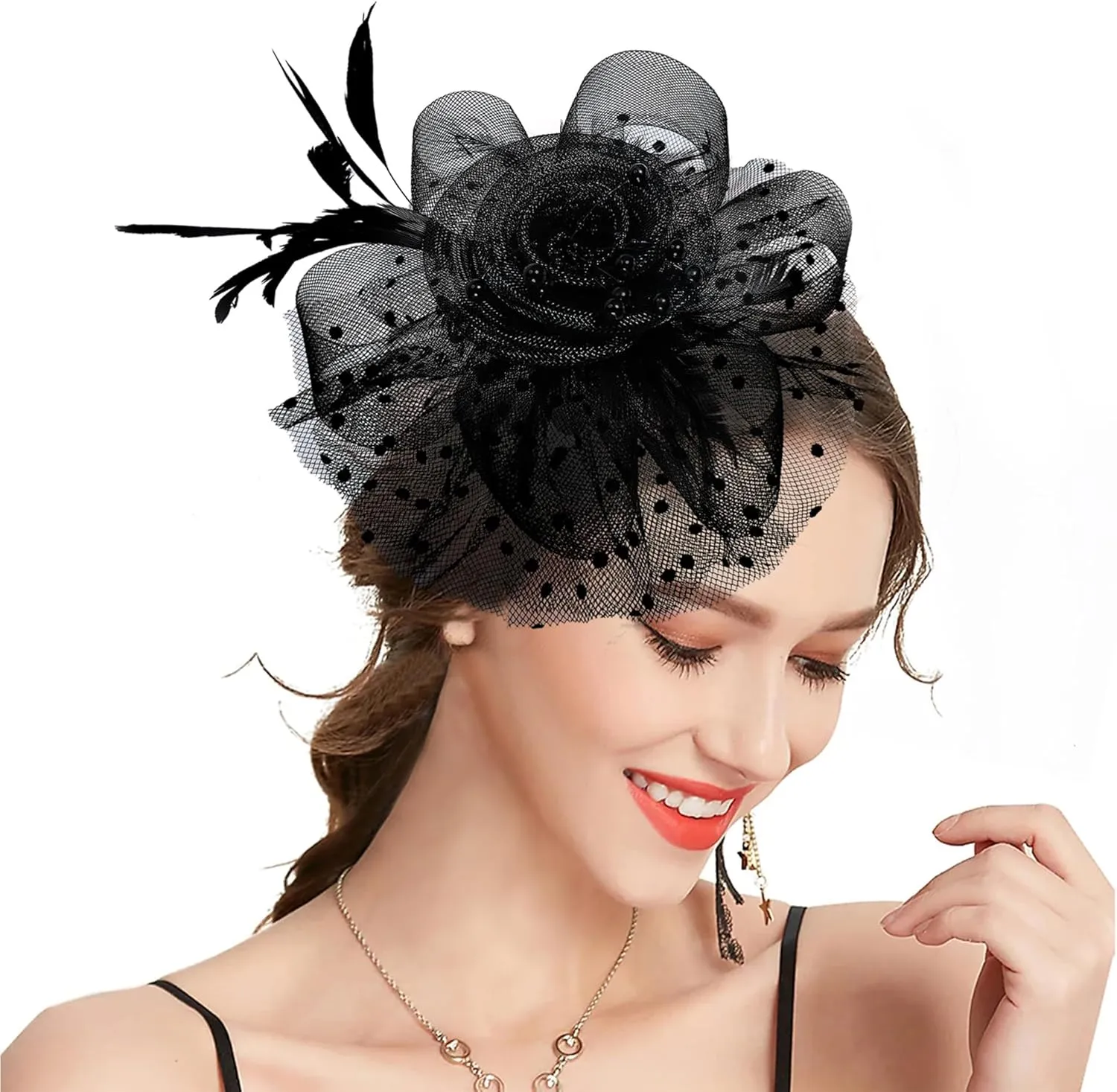 Fascinators for Women, Derby Hats for Lady Tea Party Tea Party Hat for Church Wedding Cocktail