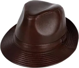 Fedora Classic Short Brim Beach Sun Hat Panama Cap for Men Women Leather Trilby Hat