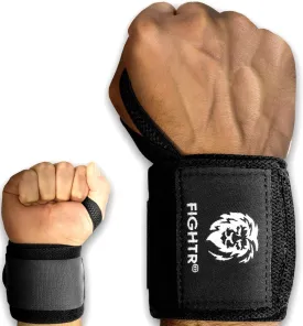 FIGHTR Fitness Wrist Wraps - for more Grip and less Pain - Pro Quality for Fitness, Powerlifting, Bodybuilding, Weightlifting & Crossfit
