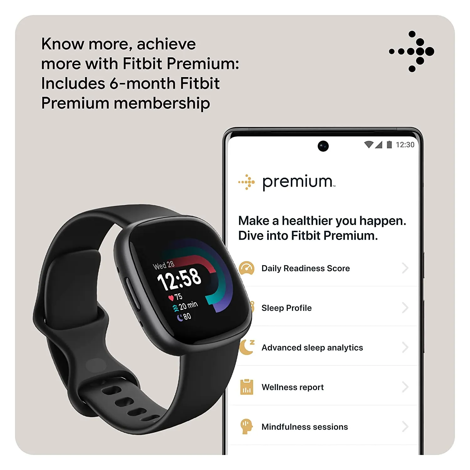 Fitbit Versa 4 Fitness Watch Black  Graphite Aluminium